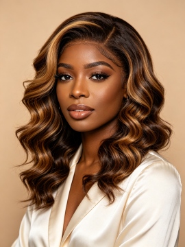 14 Inch 13x4 HD Lace Frontal Deep Wave 150% Density 4/27 Piano Balayage Glueless Wig
