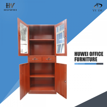 Wooden finish office cabinet steel cupboards