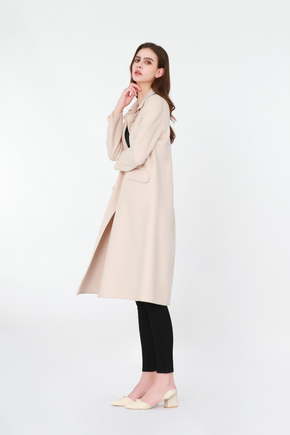 Suit-style Collar Woolen Trench Coat