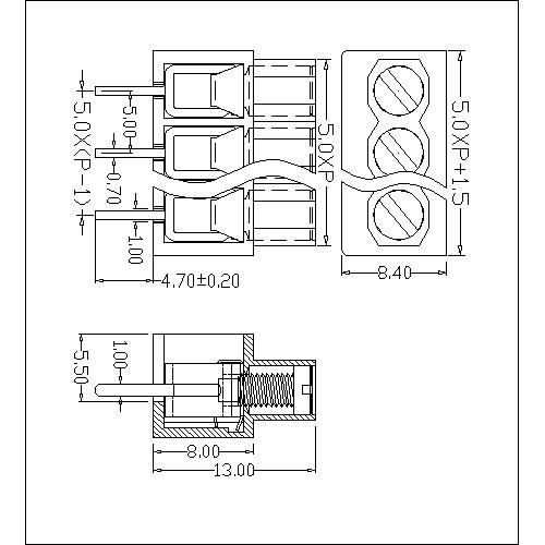 AT166-5.0XXX-A PCB Screw Terminal Block Pitch5.0