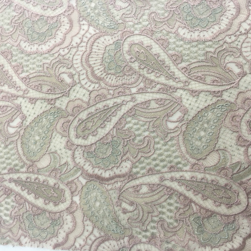 Paisley Variation Color Embroidery Fabric On Poly Mesh