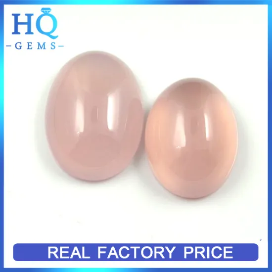 Natural oval shaped cabochon flat bottom pink chalecedony stone
