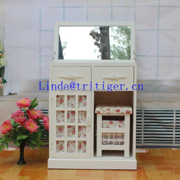 Wooden Dressing Makeup Dresser With Mirror And Drawer