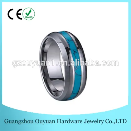 Unisex Beveled Tungsten Wedding Rings,Natural Turquoise Jewelry, Jewelry Rings Exotic Wholesale
