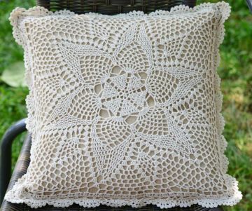 Super Soft 100% Cotton Crochet Cushion Cover Back