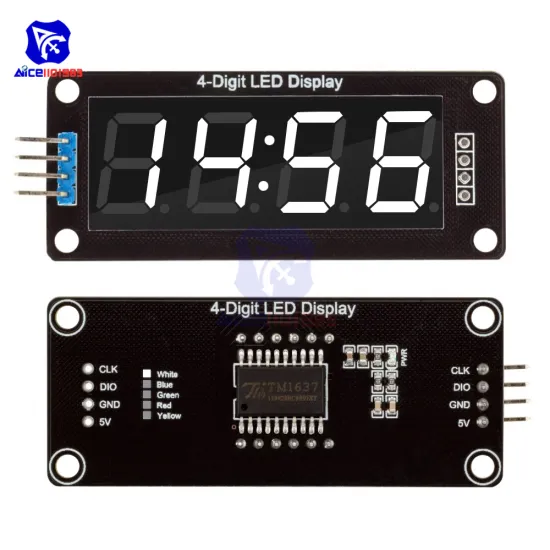diymore TM1637 0.56 inch 4-Digit Digital LED Display Tube Decimal 7 Segments Clock Module White Display for Arduino