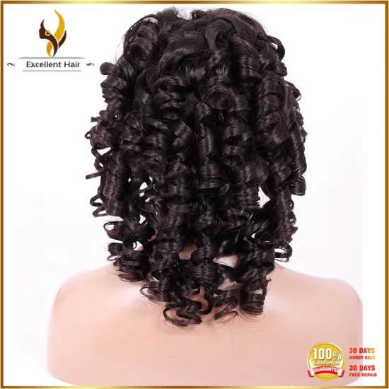 Best sell grade 7a virgin brazilian human hair natural color classic curl front lace wig