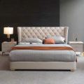 Beige de cuero Camera de cama King Size Smanting de cuero