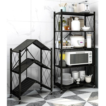 Foldable Metal Rack Kitchen Storage Shelves Home Installation Free Storage Shelf