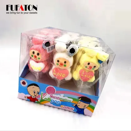 Hot sell handmade bunny rabbit shape marshmallow lollipops candy