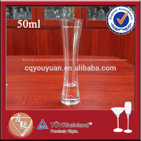 Handblown glass top grade printed champagne flute glass 5cl