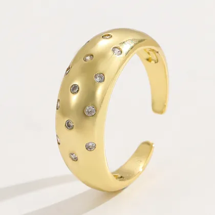 Clear Emerald CZ 14K Gold Plated Adjustable Dubai Gold Star Ring