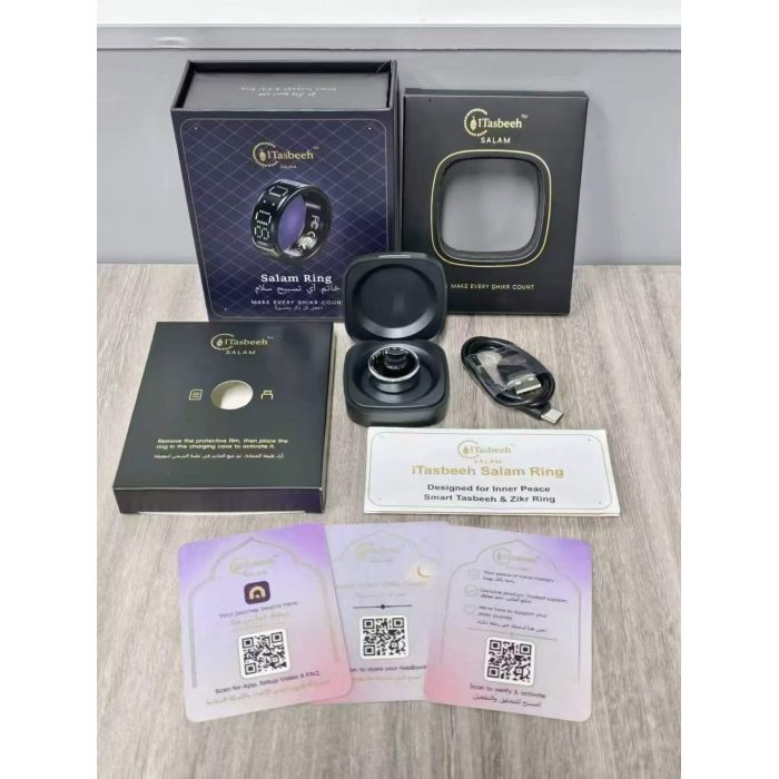 Anillo Tasbeeh inteligente SQ666, anillo contador Zikr electrónico con recordatorio de vibración, brújula Qibla, monitor de salud del sueño y frecuencia cardíaca,