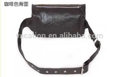 black man PU leather waist bag