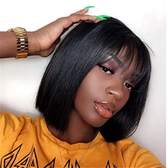 Short Straight Blonde machine made  Wigs For Black Women natural Cuticle Aligned Human Hair Wig natural BOb Wigs