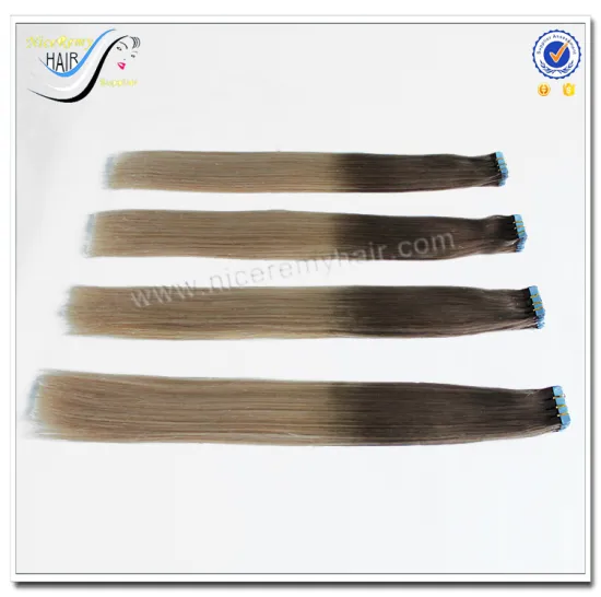 Wholesale top quality adhesive invisible tape hair extensions ombre color 100% virgin human hair