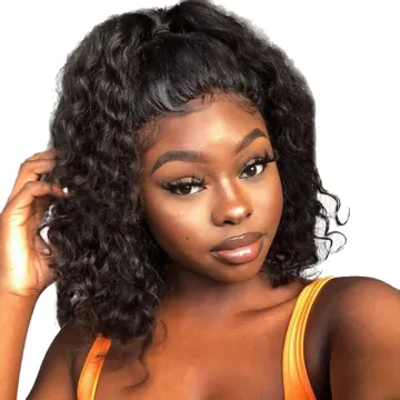 Deep Curly Wave Short Bob Wigs Human Hair Hd Full Lace Front Wig Raw Peruvian Virgin Human Hair Lace Frontal Wig For Black Women