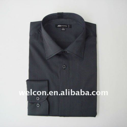 classic European dress 100% cotton long sleeve solid black stripe shirt