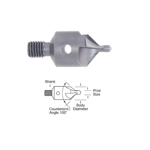 Avellanador de tope micro de vástago roscado de grado hss