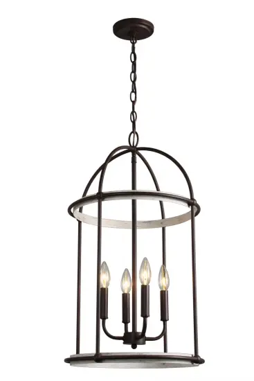 4-Light Steel Lantern Indoor Chandelier Pendant