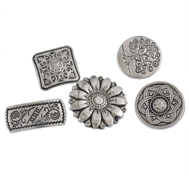 Mixed Silver Flower Button