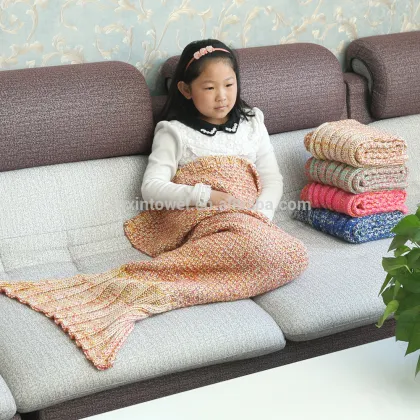 Traditional Little Mermaid Tail Blankets ,Handmade Knitted Blanket Mermaid
