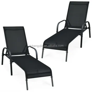 Aluminium Garden Sunbeds with Mesh Sun Loungers for Outdoor Patios
