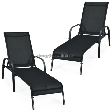 Aluminium Garden Sunbeds with Mesh Sun Loungers for Outdoor Patios