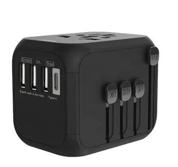 Portable Multi-Specification Anti-Electric Shock Fast Charging Universal Travel Adapter with USB Ports
