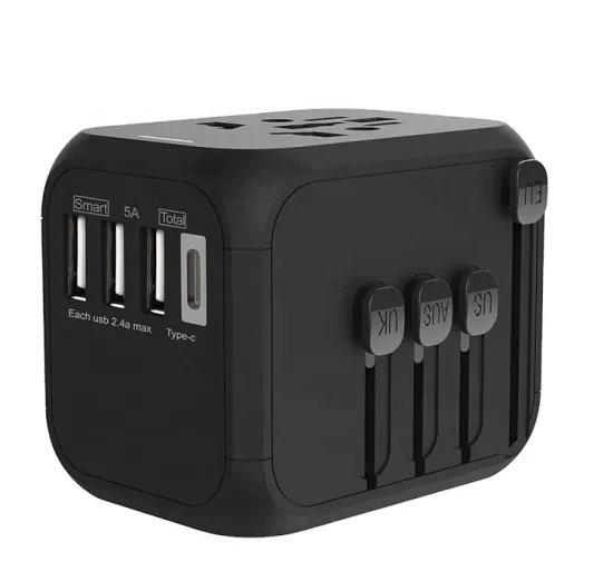Portable Multi-Specification Anti-Electric Shock Fast Charging Universal Travel Adapter with USB Ports