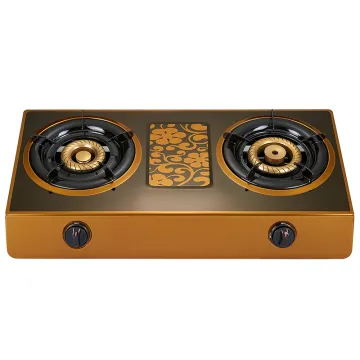 Hot Selling Desktop Stainless Steel Gas Stove Kitchen Cooking Brown Dual Burner Gas Stove