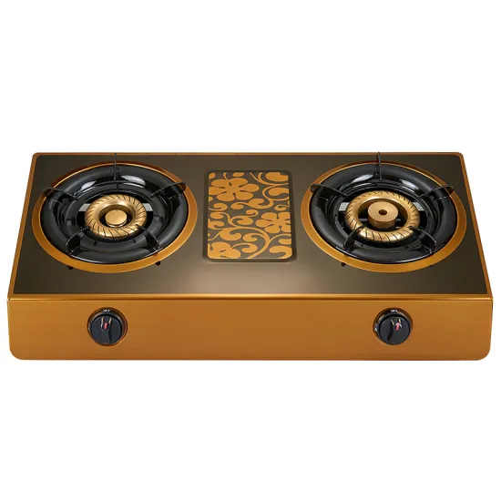 Hot Selling Desktop Stainless Steel Gas Stove Kitchen Cooking Brown Dual Burner Gas Stove