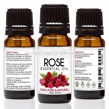 Aceite esencial de rosa natural de grado terapéutico personalizado 10ml