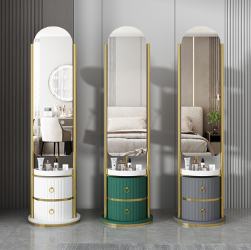 Rotating Full Body Dressing Mirror with Floor Stand and Coat Rack