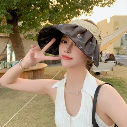 Summer New Sun Protection Black Glue Visor Hat