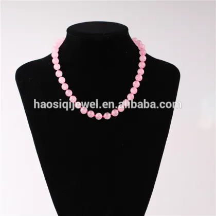 popular jewelry 10mm white porcelain beads necklace with electroplating platinum lobster clasp