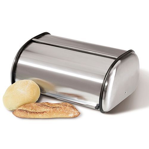 roll-top design family size Deluxe sleek stainless steel bread bin