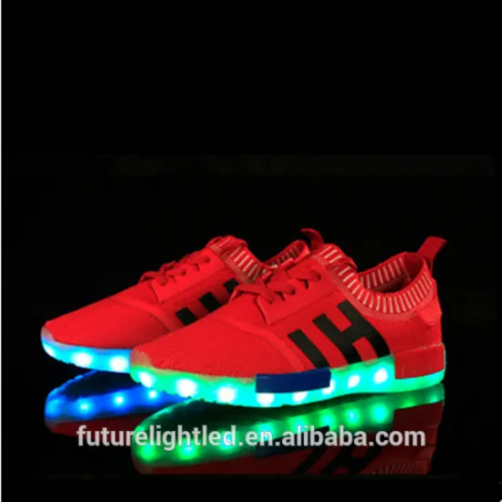Cheap flyknit upper men and women's LED dance shoes