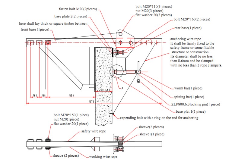 parapet clamp technical drawing