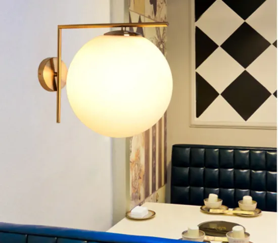 LED E27 bulb milk white glass ball pendant lamp for living room