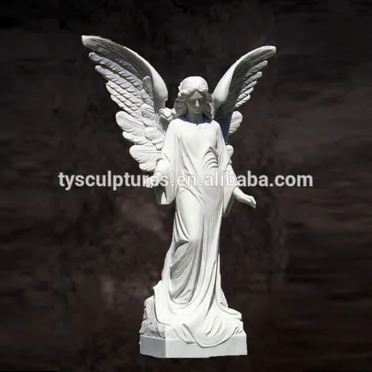 Standing opening wings romantic handmade marble guardian angels