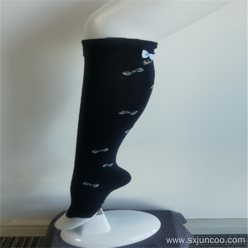 Girls' Casual Knee-high Black Quick Dry Print Socks