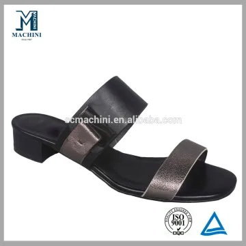 Elegant shiny strap flat woman slipper leather sandal
