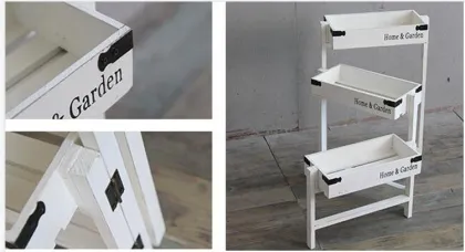 American Country Foldable Steps Wooden Storage Flower Rack