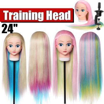 24' Colorful Cartoon professional Hair Mannequin Professional Styling Wig Head Hairdressing Dummy Doll Training Mannequin Head