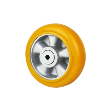 High-Duty Yellow 10 Inch Aluminum Core PU Caster with Rubber Wheel: Ultra-Heavy Impact Resistance and Universal Brake for Furniture & Industrial Use