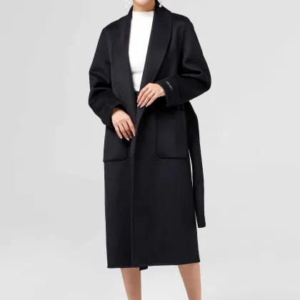 Classic Black Double-Faced Trench Coat