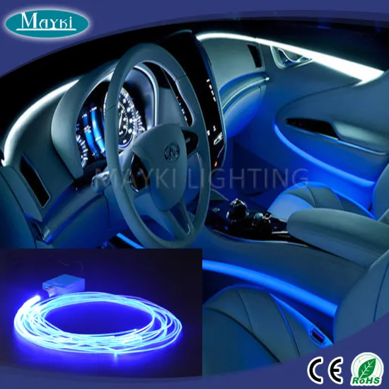 Ambient interior led light with RGB color changing and fiber optic side emitting cable