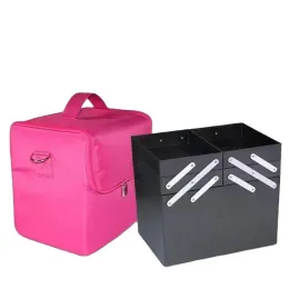 Custom logo waterproof Bathroom Makeup Case Multi-layer double opening Makeup bag Brush Organizer Boxes Cosmetic Bag With Handle