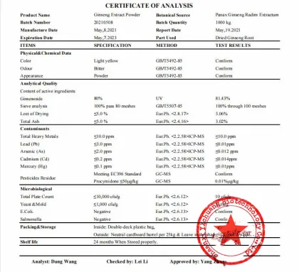 Herb Extract Panax Ginseng Powder 100% Natural